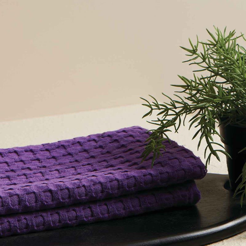 Buy Haimi Textured Waffle Towel Combo (Purple) - Four Piece Set Towel Sets from Vaaree