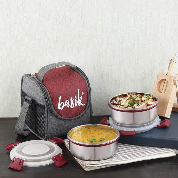 Buy Yumbox Express Lunch Box With Bag (Maroon) - Set Of Two Online in India | Tiffin Box & Storage Box on Vaaree