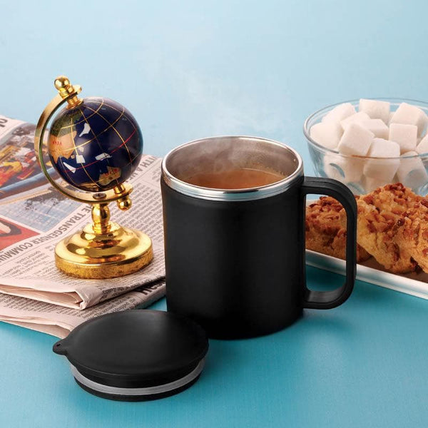 Buy Festa Stainless Steel Mug With Lid (Black) - Set Of Two Online in India | Mug & Tea Cup on Vaaree