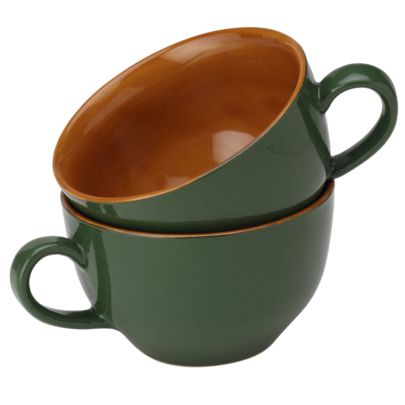 Buy Ruby Green Ceramic Mug (350 ML) - Set Of Two Mug & Tea Cup from Vaaree