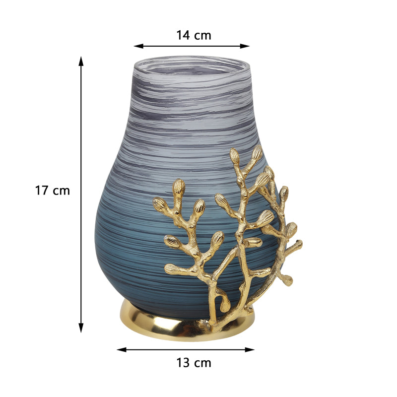 Buy Roscoe Ruma Branched Glass Vase - Blue Vase from Vaaree