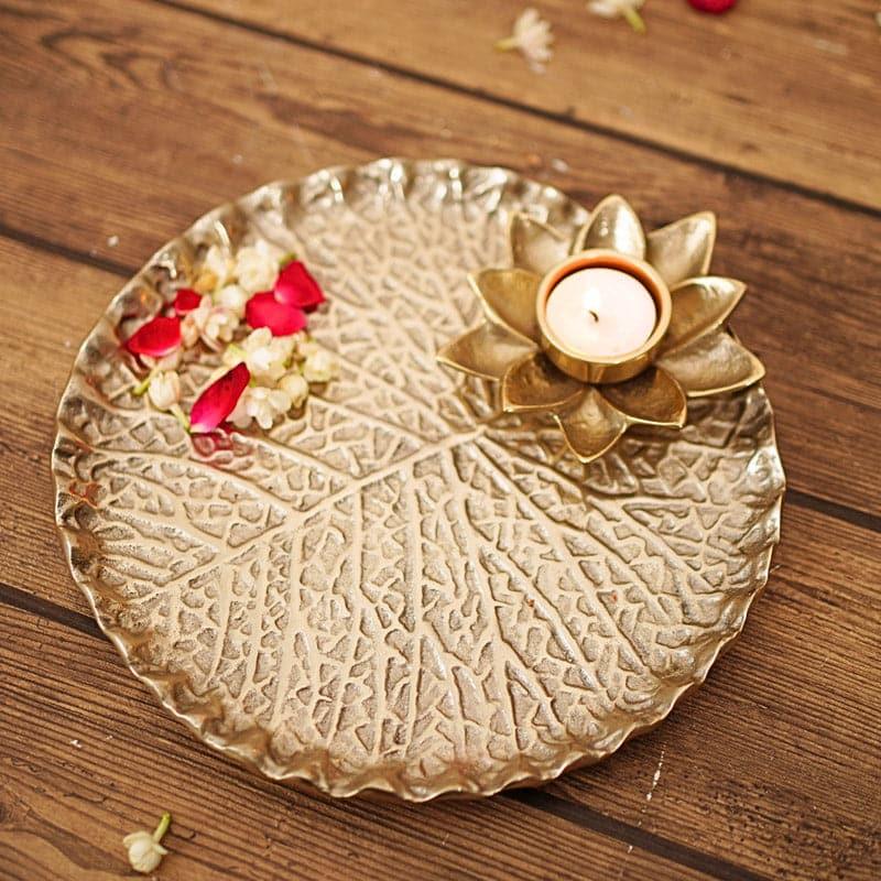 Buy Leafery Metal Accent Tray Accent Bowls & Trays from Vaaree