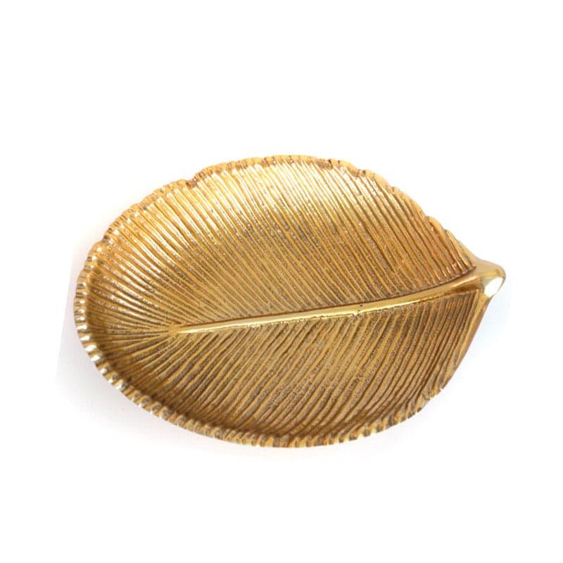 Buy Lushy Leaf Accent Tray - Gold Accent Bowls & Trays from Vaaree