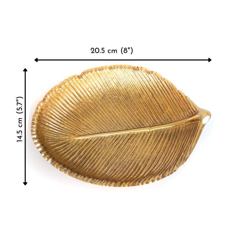 Buy Lushy Leaf Accent Tray - Gold Accent Bowls & Trays from Vaaree