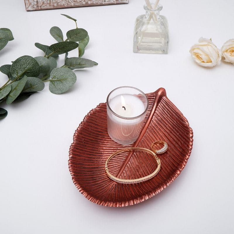 Accent Bowls & Trays - Lushy Leaf Accent Tray - Pale Copper