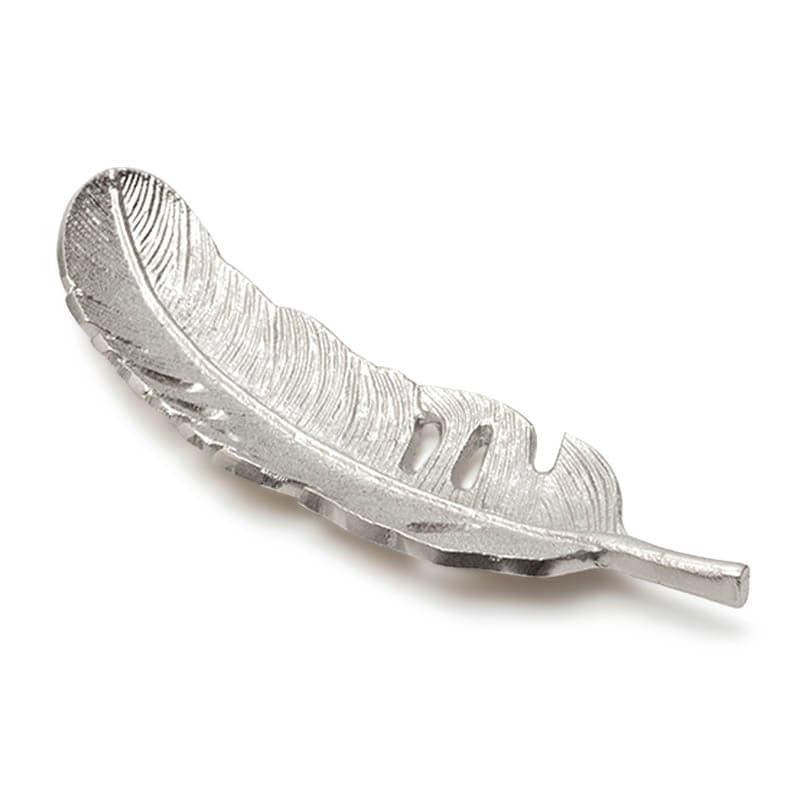 Buy Accent Bowls & Trays - Silver Feather Decorative Tray at Vaaree online
