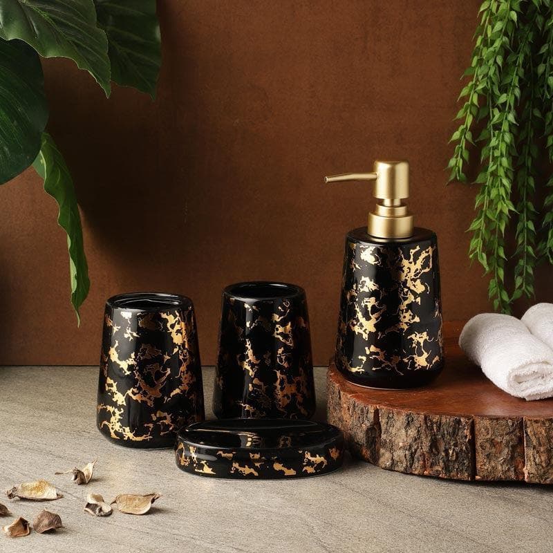 Buy Marble Scatter Bathroom Set - Black Accessories & Sets from Vaaree