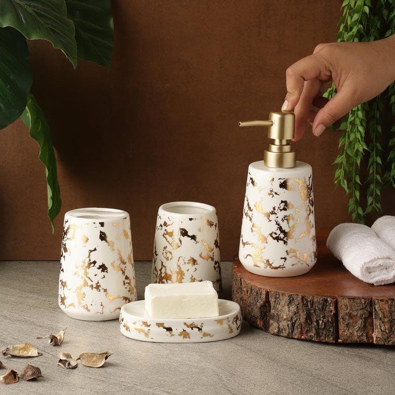 Buy Marble Scatter Bathroom Set - White Accessories & Sets from Vaaree