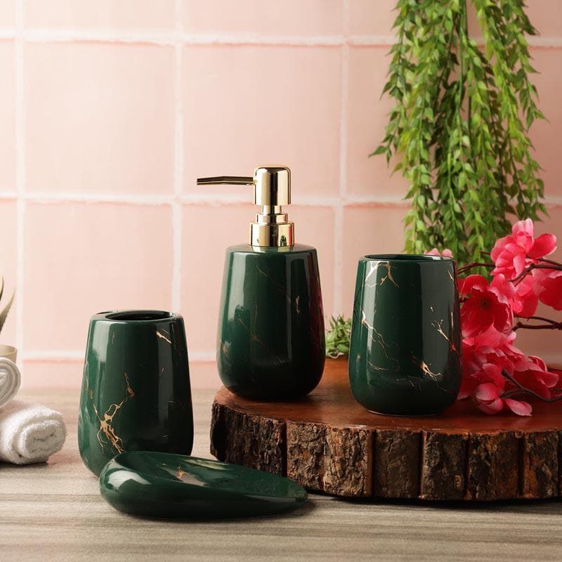 Buy Siroqa Bathroom Set - Bottle Green Accessories & Sets from Vaaree