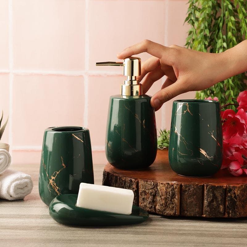 Buy Siroqa Bathroom Set - Bottle Green Accessories & Sets from Vaaree