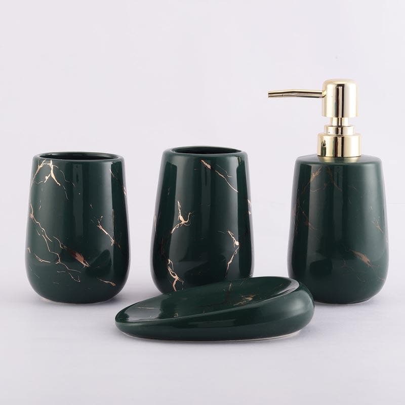 Buy Siroqa Bathroom Set - Bottle Green Accessories & Sets from Vaaree