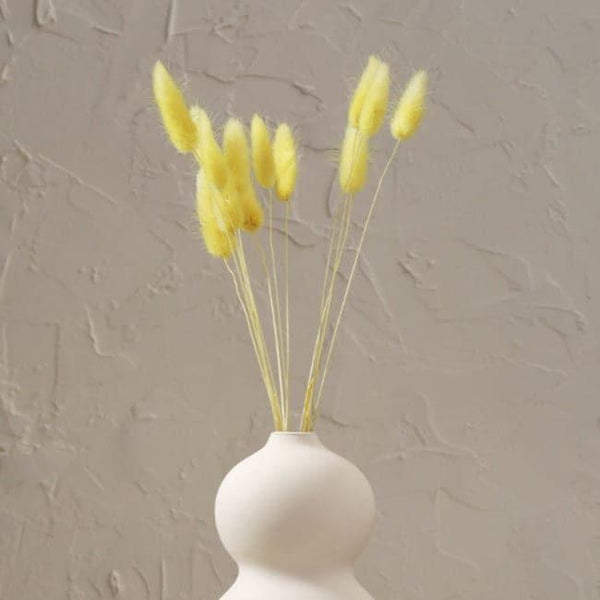 Artificial Flowers - Bucky Dried Bunny Tail Stick (Yellow) - Set Of Fifteen