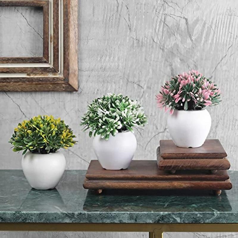 Artificial Flowers - Chlora Faux Plant In Apple Pot - Set Of Three