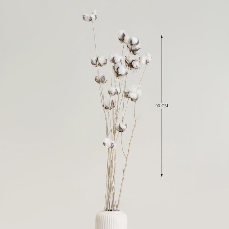Artificial Flowers - Cuzi Dried Cotton Stick (White) - Set Of Fifteen Pods