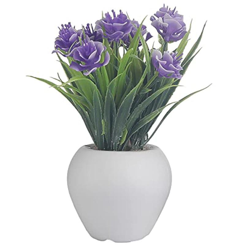 Artificial Flowers - Delpha Faux Plant In Apple Pot (Purple & Pink) - Set Of Two