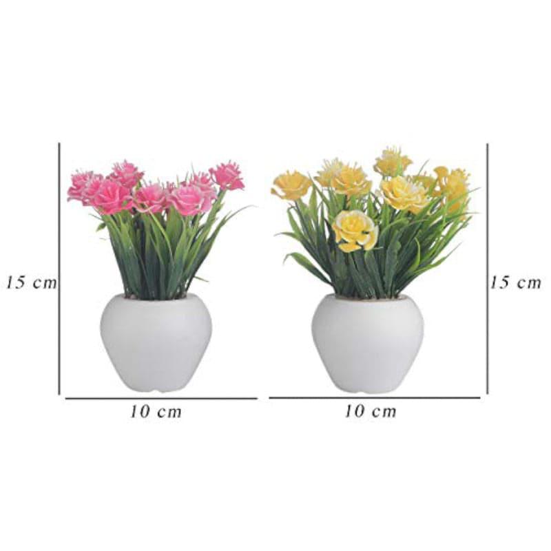 Buy Delpha Faux Plant In Apple Pot (Purple & Pink) - Set Of Two Artificial Flowers from Vaaree