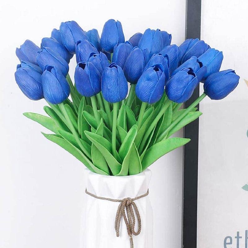 Buy Faux Acropolis Tulip Bunch (Blue) - Set Of Five Artificial Flowers from Vaaree