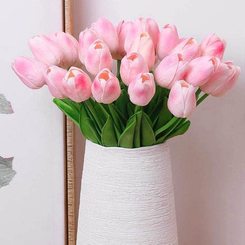 Buy Faux Acropolis Tulip Bunch (Pink) - Set Of Five Artificial Flowers from Vaaree