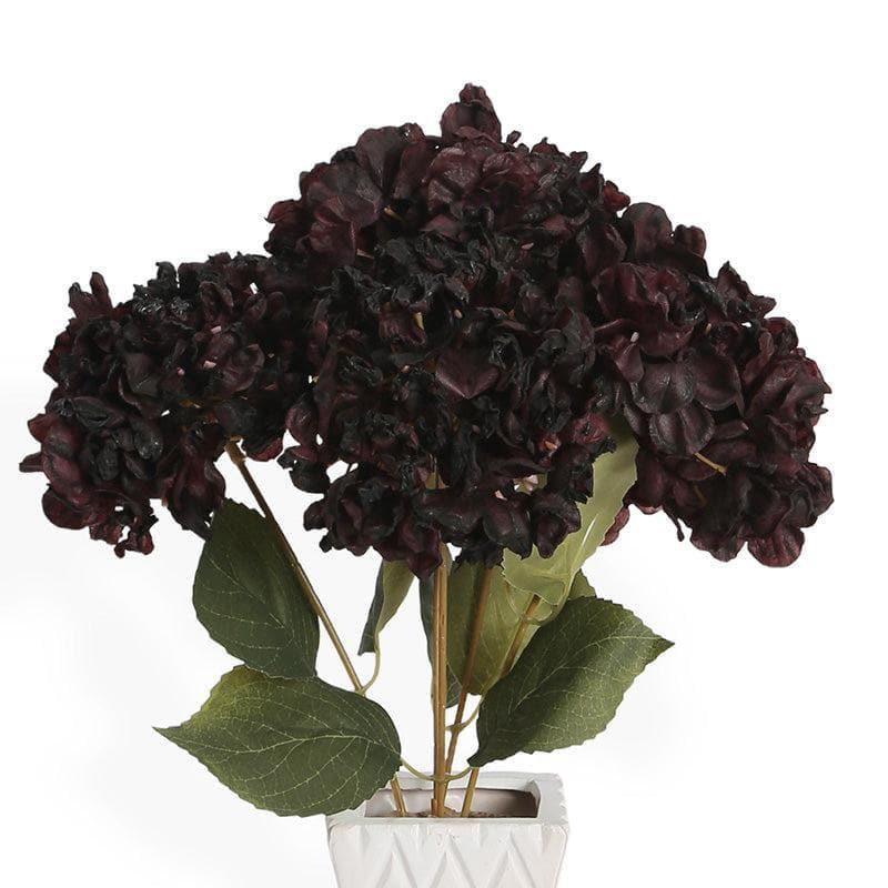 Buy Faux Albidus Hydrangea Floral Bunch - Dark Plum Artificial Flowers from Vaaree