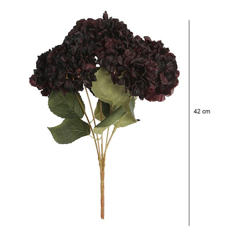 Buy Faux Albidus Hydrangea Floral Bunch - Dark Plum Artificial Flowers from Vaaree