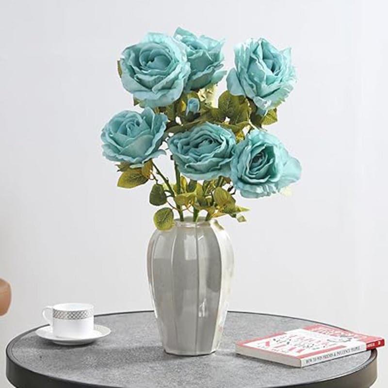 Buy Faux Autumn Rose Bunch - Blue Artificial Flowers from Vaaree