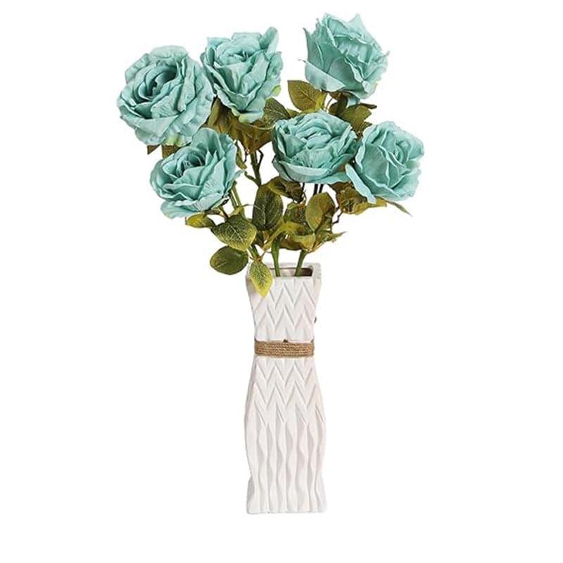 Artificial Flowers - Faux Autumn Rose Bunch - Blue