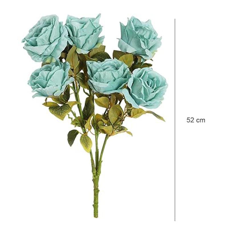 Artificial Flowers - Faux Autumn Rose Bunch - Blue