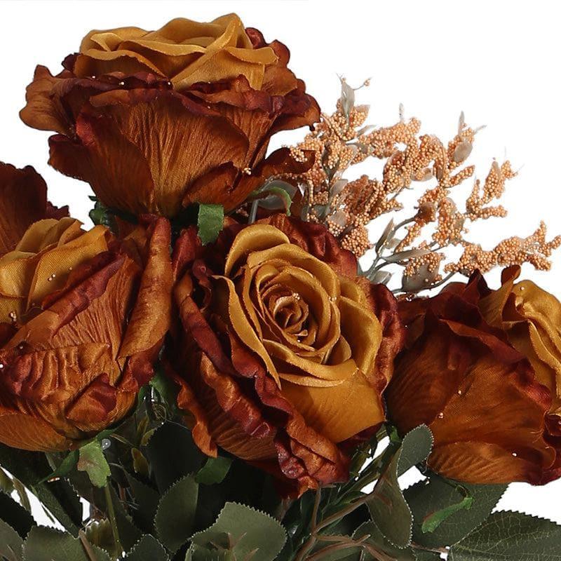 Buy Faux Autumn Rose Bunch - Brown Artificial Flowers from Vaaree