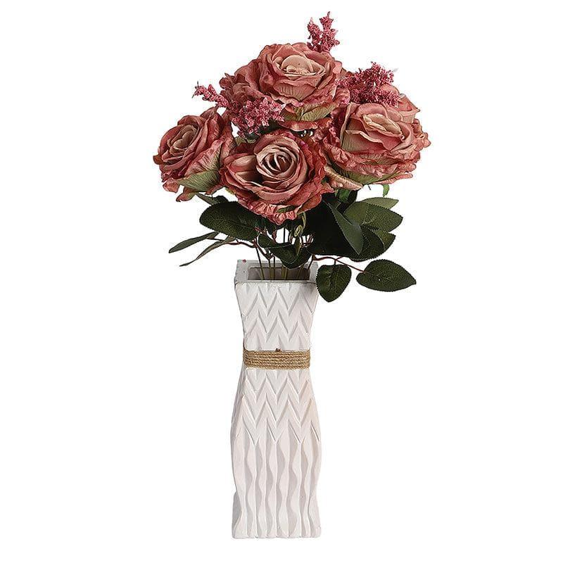 Buy Faux Autumn Rose Bunch - Dark Pink Artificial Flowers from Vaaree