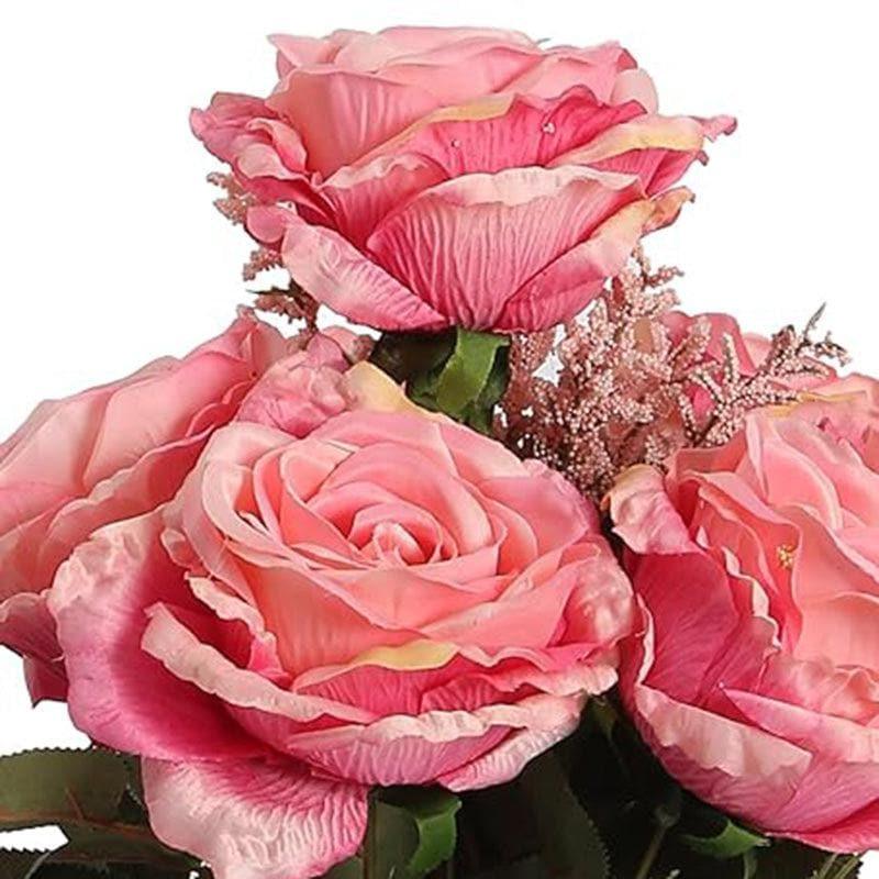 Artificial Flowers - Faux Autumn Rose Bunch - Light Pink