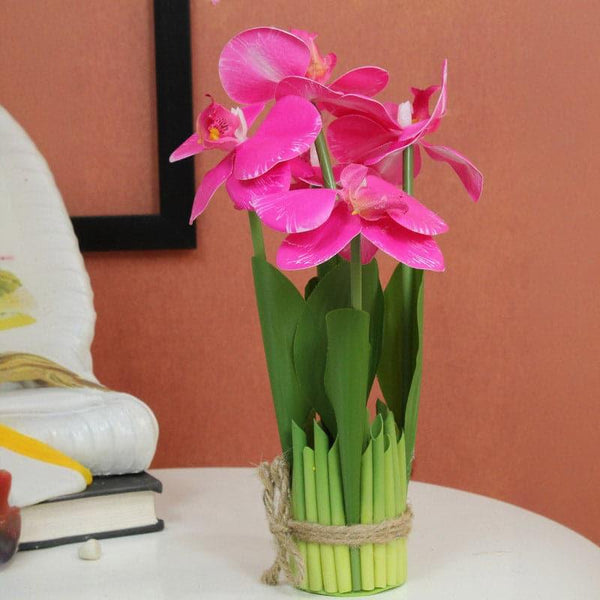 Artificial Flowers - Faux Boat Orchid Plant - Pink