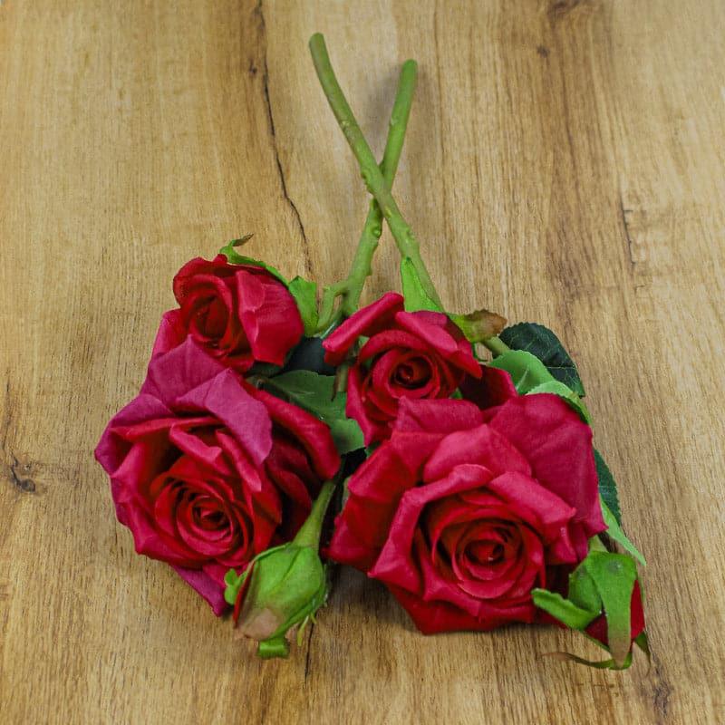 Artificial Flowers - Faux Bonica Rose (Red) - Set Of Two