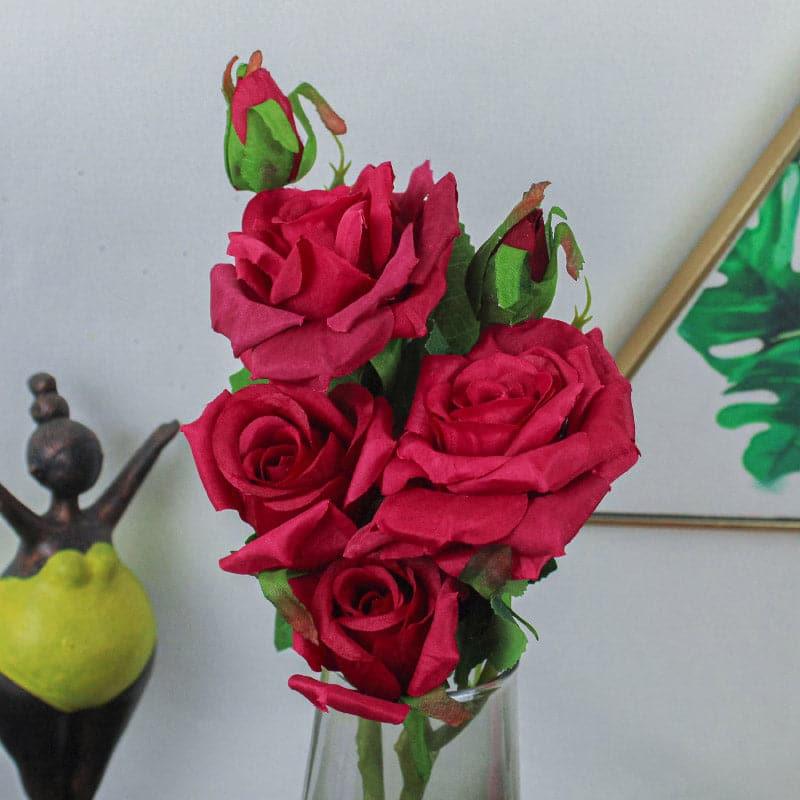 Buy Faux Bonica Rose (Red) - Set Of Two Artificial Flowers from Vaaree