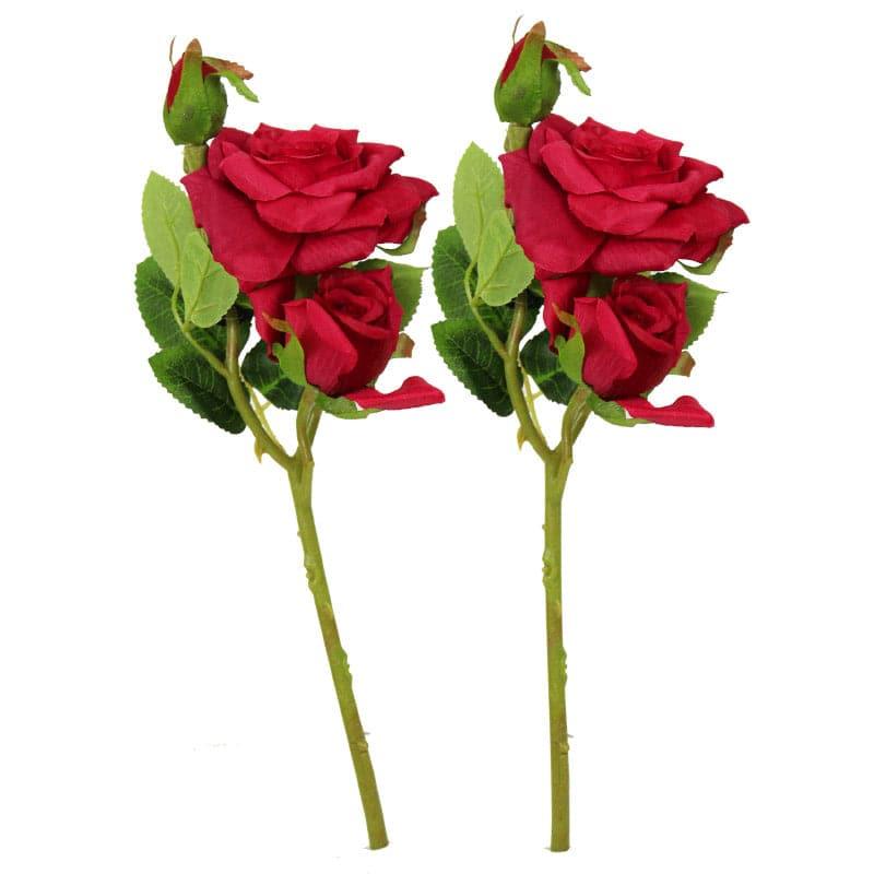 Buy Faux Bonica Rose (Red) - Set Of Two Artificial Flowers from Vaaree