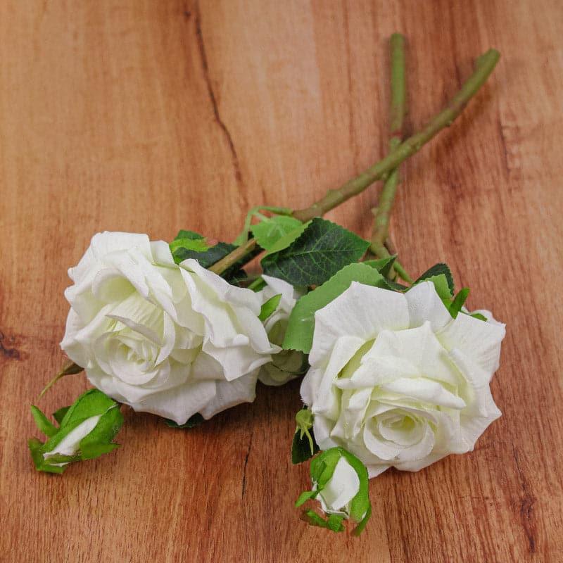Artificial Flowers - Faux Bonica Rose (White) - Set Of Two