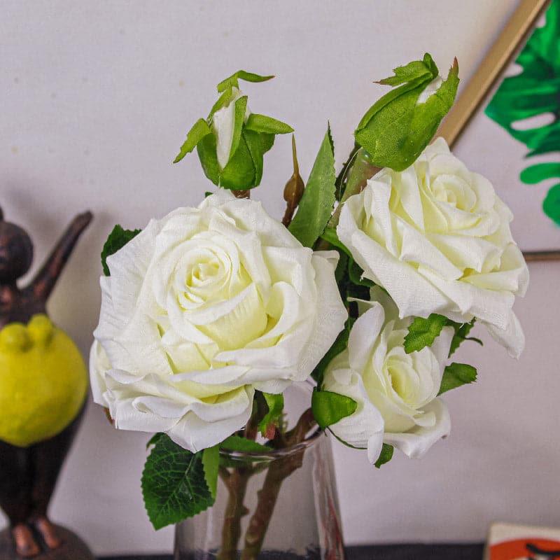 Buy Faux Bonica Rose (White) - Set Of Two Artificial Flowers from Vaaree