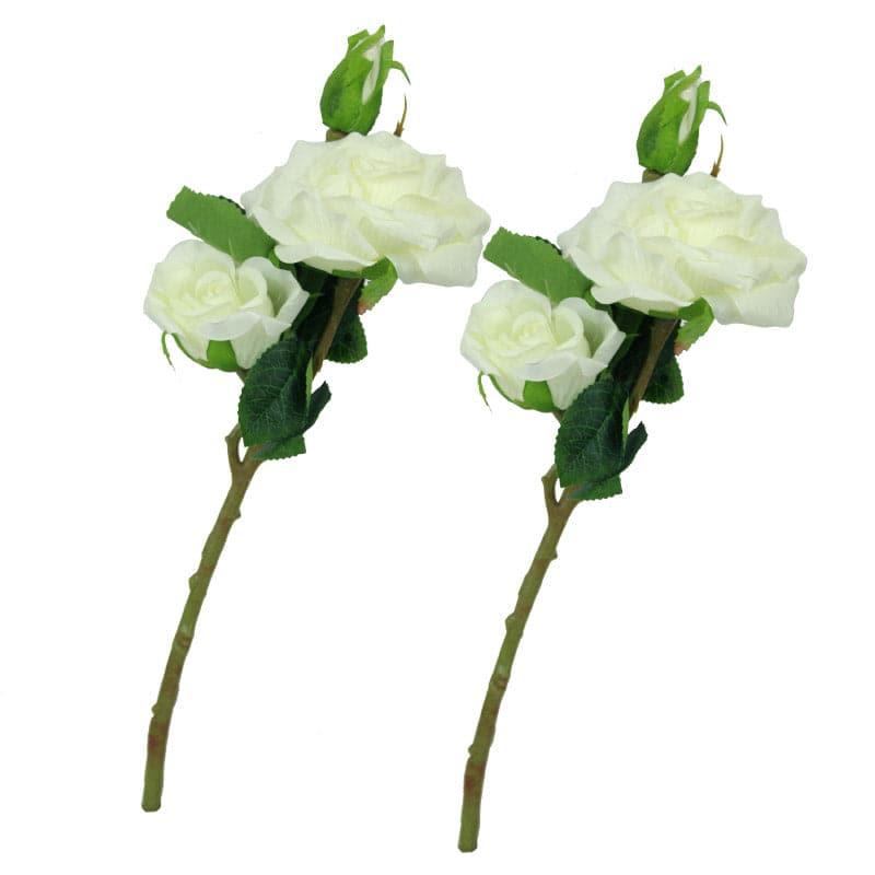 Buy Faux Bonica Rose (White) - Set Of Two Artificial Flowers from Vaaree