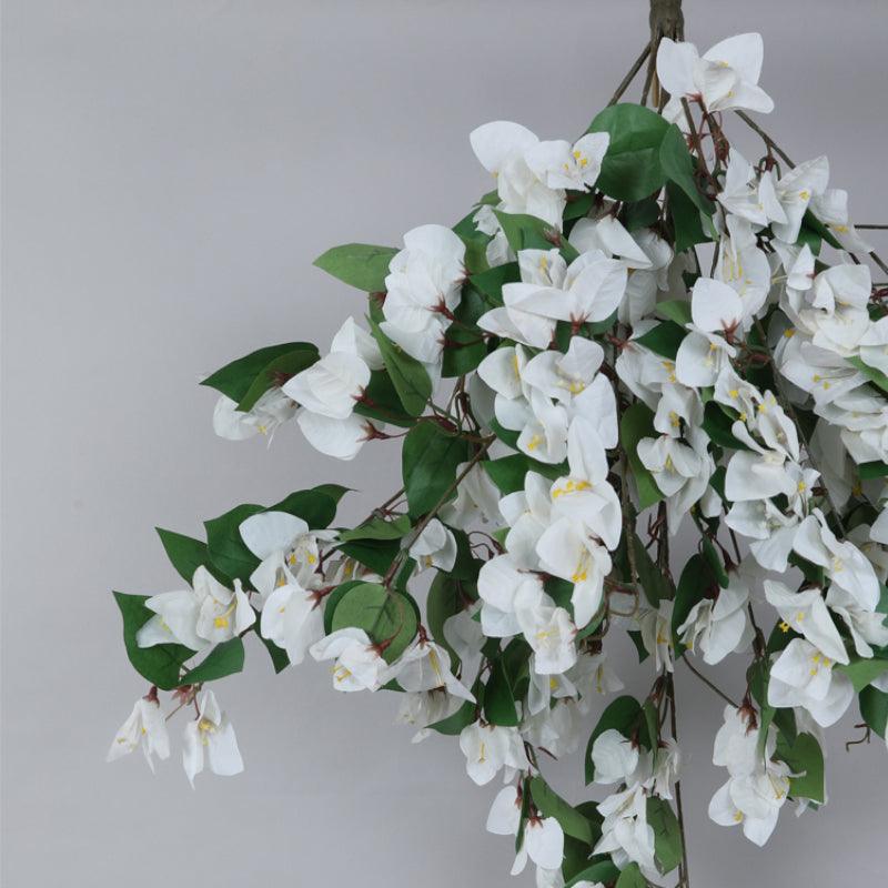 Artificial Flowers - Faux Bougainville Vine Bunch - White