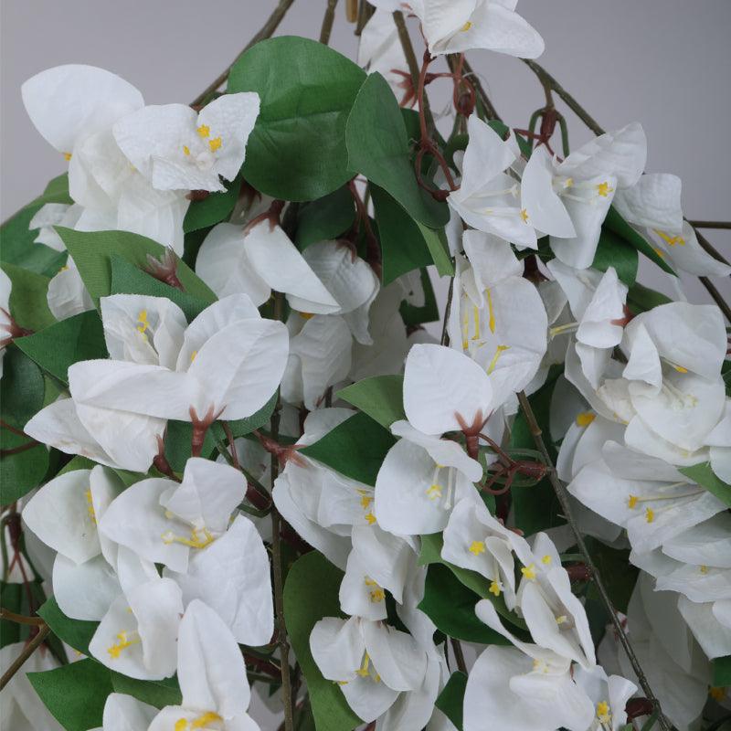 Artificial Flowers - Faux Bougainville Vine Bunch - White