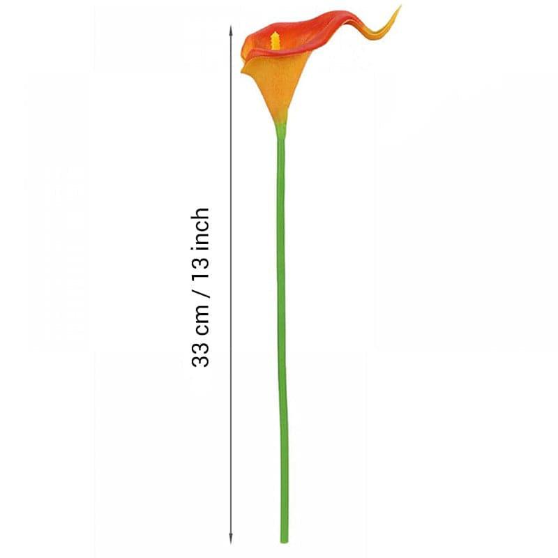 Buy Faux Calla Lily Bunch With Vase (Orange) - Set Of Ten Artificial Flowers from Vaaree