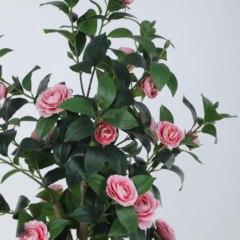 Artificial Flowers - Faux Camellia Bloom With Pot (Pink) - Set Of Three