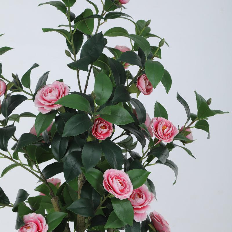 Buy Faux Camellia Bloom Rose With Pot (Pink) - Set Of Three Artificial Flowers from Vaaree