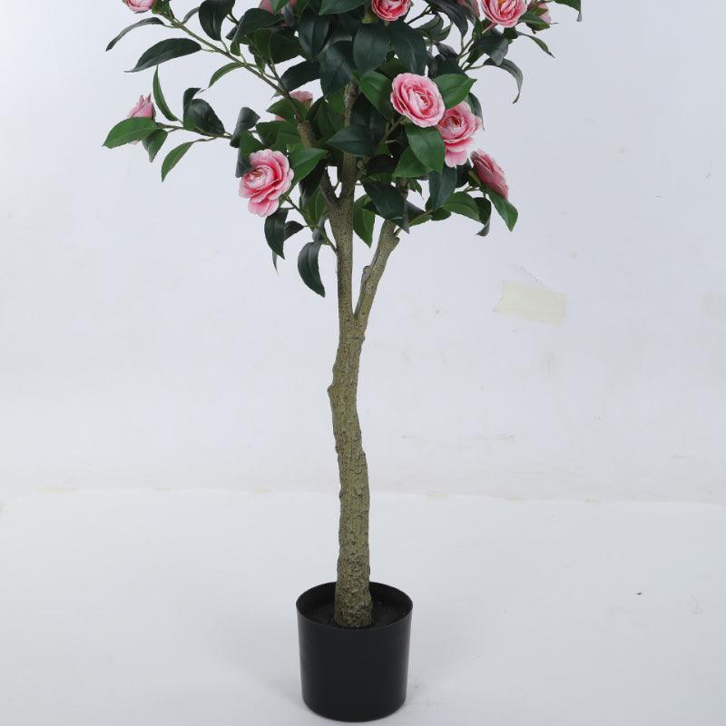 Buy Faux Camellia Bloom Rose With Pot (Pink) - Set Of Three Artificial Flowers from Vaaree