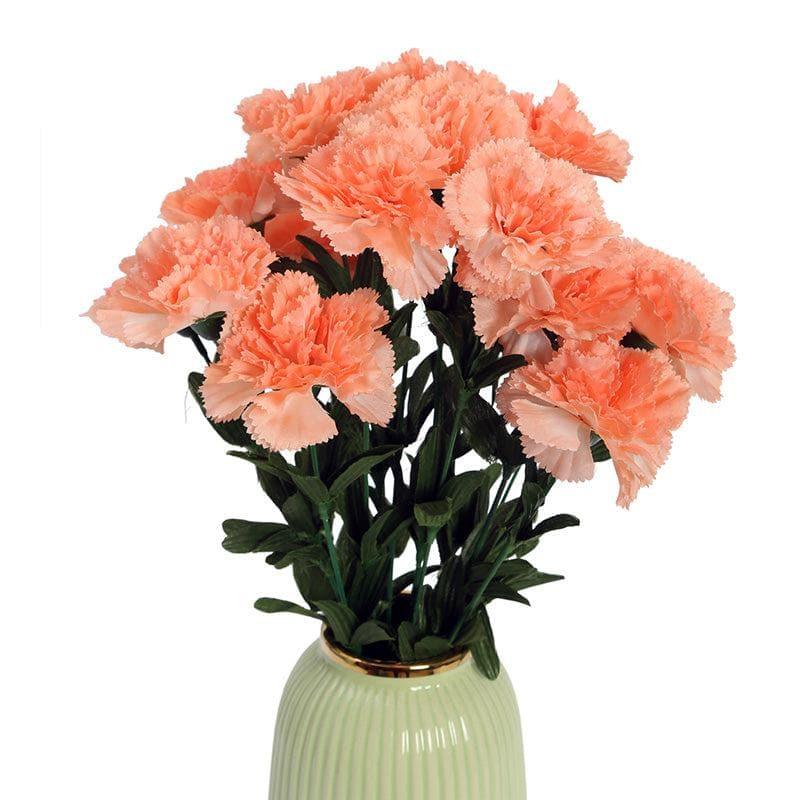 Artificial Flowers - Faux Carnation Bunch (Peach) - Set Of Two