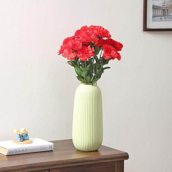 Artificial Flowers - Faux Carnation Bunch (Red) - Set Of Two