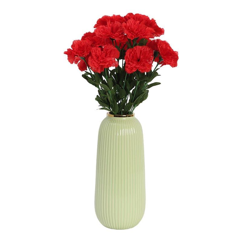 Artificial Flowers - Faux Carnation Bunch (Red) - Set Of Two