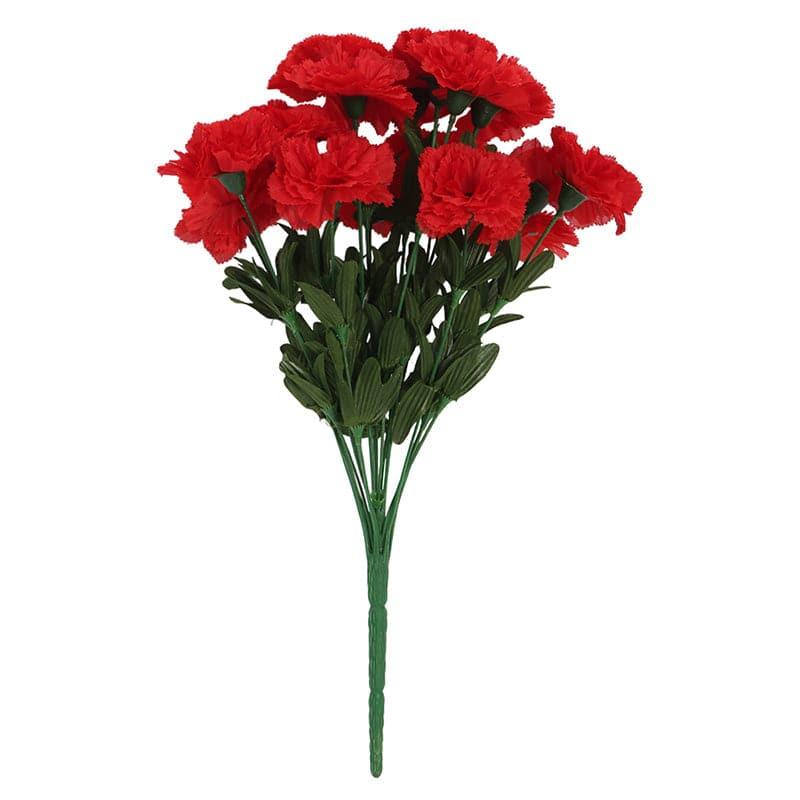 Artificial Flowers - Faux Carnation Bunch (Red) - Set Of Two