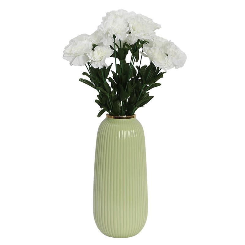 Artificial Flowers - Faux Carnation Bunch (White) - Set Of Two