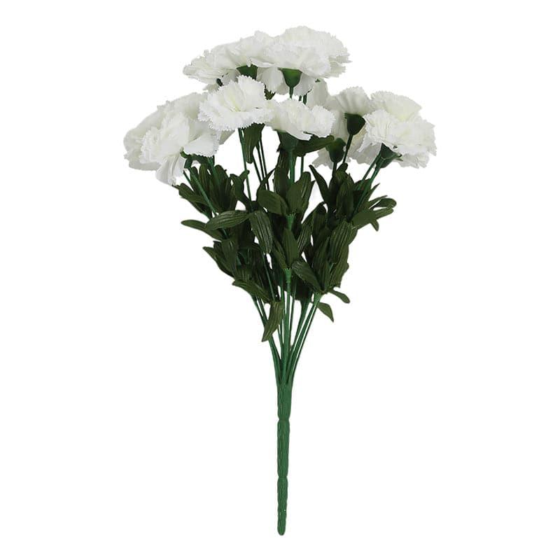 Artificial Flowers - Faux Carnation Bunch (White) - Set Of Two