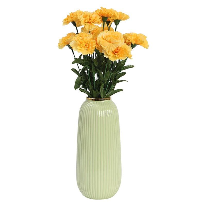 Artificial Flowers - Faux Carnation Bunch (Yellow) - Set Of Two